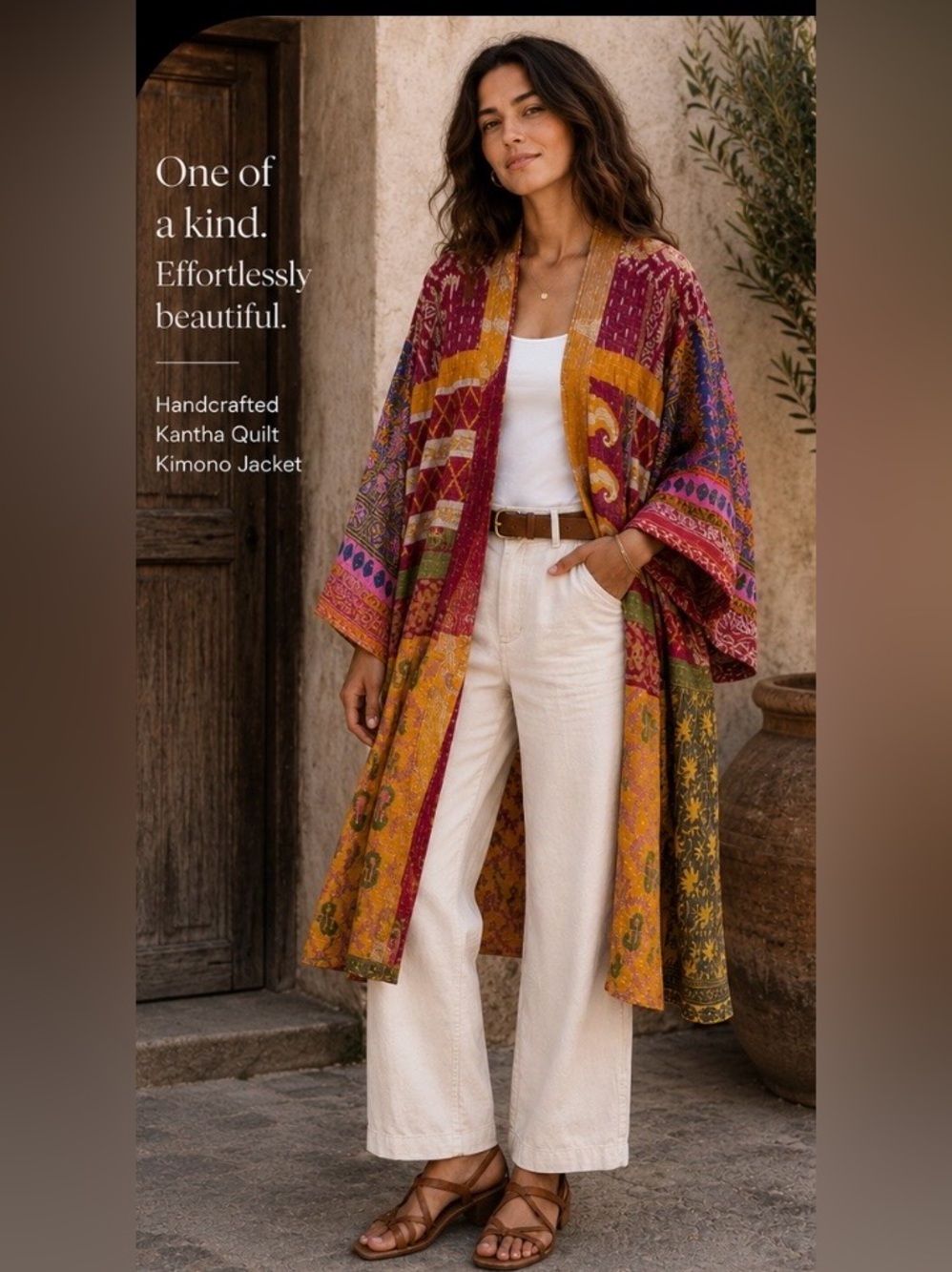 Vintage Kantha Quilt Kimono Jacket | Handcrafted Patchwork Duster